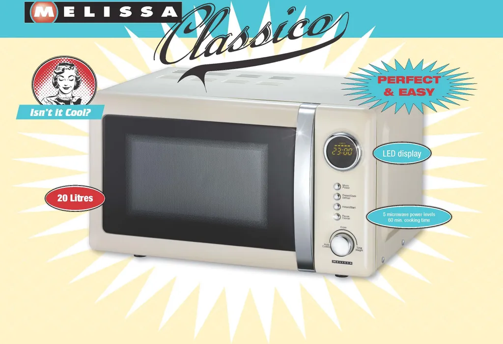 Melissa 16330108 CLASSICO Retro 20 Liter Mikrowelle Creme 8 Melissa 16330108 CLASSICO Retro 20 Liter Mikrowelle Creme – Bild 6