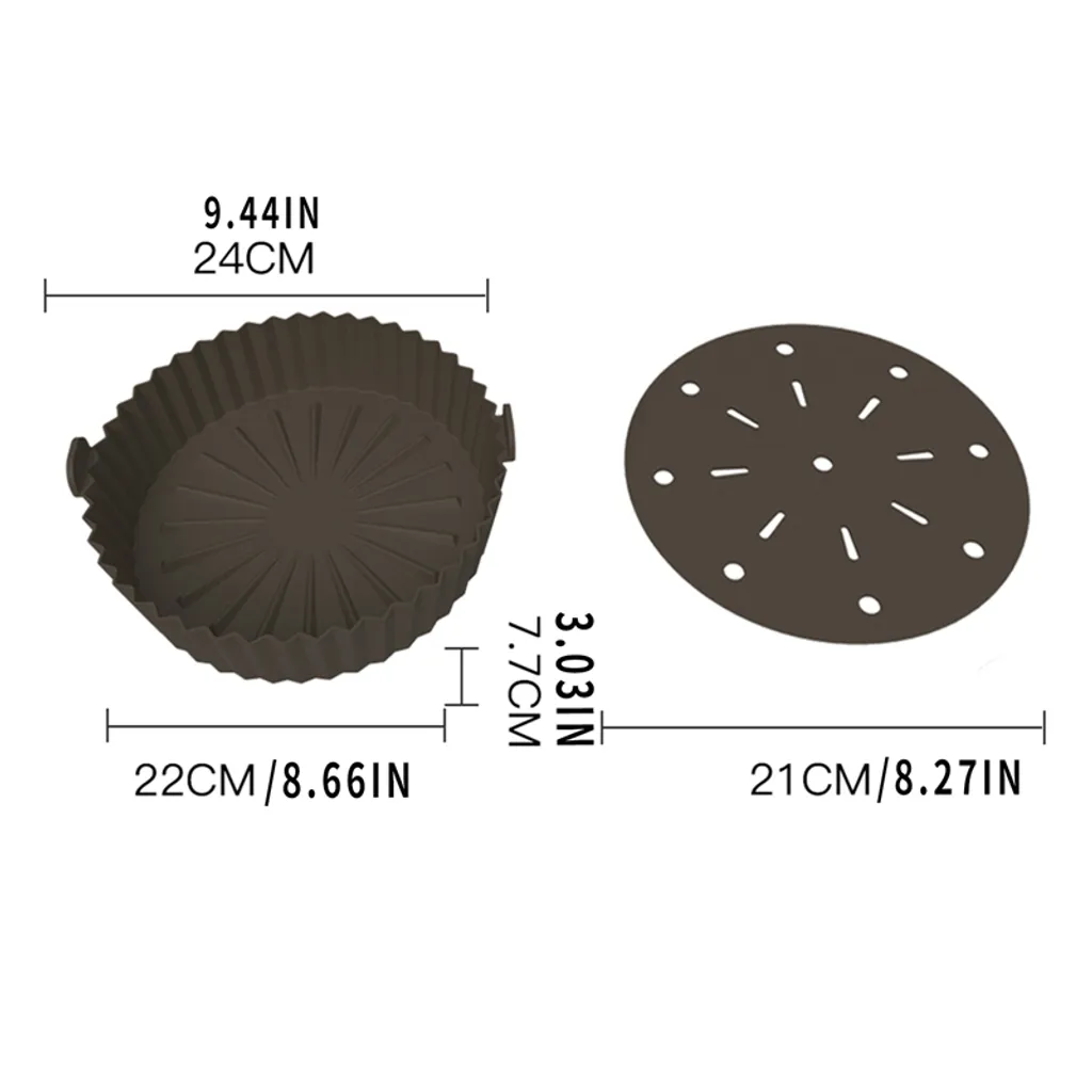 2er/set Silikon Heißluftfritteuse Korb, Backform + Isolations Pad, Küchenzubehör, Blau 8 2er/set Silikon Heißluftfritteuse Korb, Backform + Isolations Pad, Küchenzubehör, Blau – Bild 6