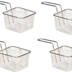 Edelstahl Mini Frittierkorb Pommesschale - 4er Set - Metall Servierkorb Für Fingerfood