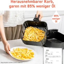 Cosori Premium 5,5-Liter Heißluftfritteuse Mit Spießgestell, Schwarz -Günstiges Brat Lust Geschäft 647686130f96fa0ca7d37d9d7c284eb5