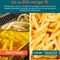 Cosori Premium 5,5-Liter Heißluftfritteuse, Grau -Günstiges Brat Lust Geschäft 655970f6b434aab5a6470136234b4146