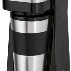 Clatronic KA 3733 Kaffeemaschine Für Coffee To Go, Inkl. 0,4 Liter Kaffeebecher Aus Edelstahl, Ideal Für Auto, Büro Und Unterwegs, Schwarz