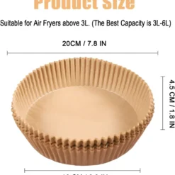 Luftfritteusen-Papier [100 Blatt], Runde Einweg-Papiereinsätze Für Luftfritteusen, Fettdichtes Pergament, Mehrzweck-Antihaft-Silikonpapier -Günstiges Brat Lust Geschäft 6804758e925832dbd9db464025603055