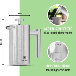 Bjørn Liebdhal French Press Edelstahl Kaffeemaschine Auch Für Camping : 0.6 Liter -Günstiges Brat Lust Geschäft 68397e6f8d361b66a7e54b91bea8ea2f