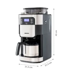 MEDION Kaffeemaschine Mit Mahlwerk Und Thermoskanne (Timer, 1 Liter, 900 Watt, Kaffeebohnenmahlwerk, 8 Mahlstufen, LED Display, Tropf Stopp, Isolierkanne, MD19777) -Günstiges Brat Lust Geschäft 6b08da99ca6c341e6b73204827f5924e