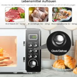 COSTWAY Mikrowelle 20L, 700 W Mikrowellenofen, Mit 8 Automatischen Programme, 5 Leistungsstufen, LED-Anzeige, Verzögerter Start, Retro, Schwarz -Günstiges Brat Lust Geschäft 6b92b807b67529d4c0362137fc59d621