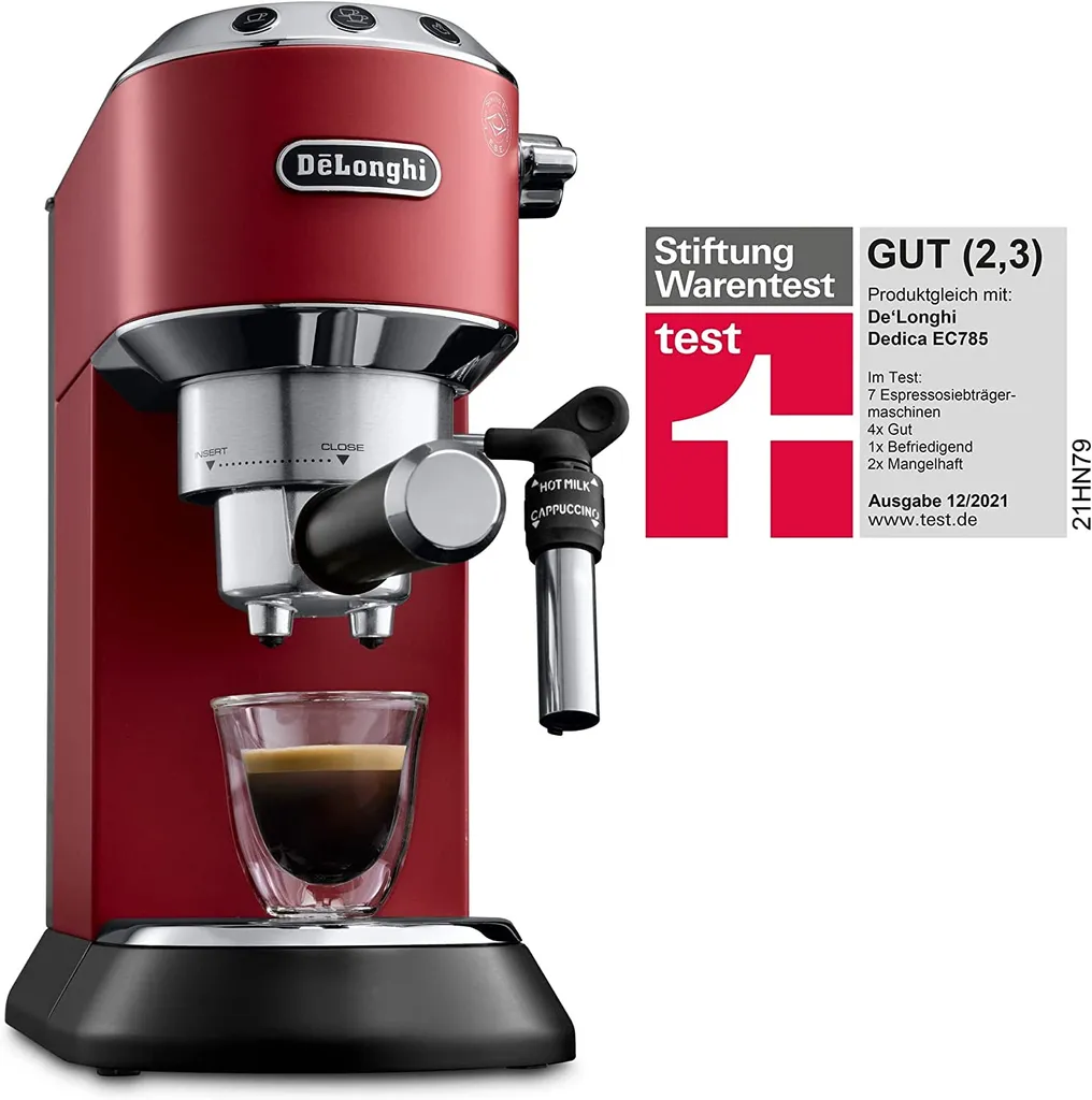 De'Longhi DeLonghi EC685.R Dedica Style Siebträger Espressomaschine Rot 22 De'Longhi DeLonghi EC685.R Dedica Style Siebträger Espressomaschine Rot – Bild 20