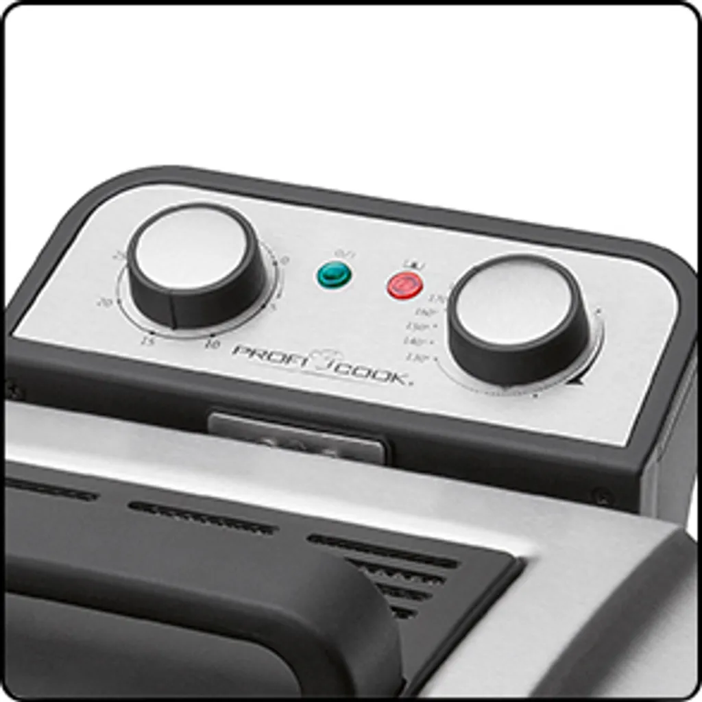 ProfiCook PC-FR 1038 Doppelfritteuse Mit 2 Kleinen Und Einem Großen Frittierkorb, 5 Liter Kapazität, Edelstahlgehäuse, 3000 Watt 10 ProfiCook PC-FR 1038 Doppelfritteuse Mit 2 Kleinen Und Einem Großen Frittierkorb, 5 Liter Kapazität, Edelstahlgehäuse, 3000 Watt – Bild 8