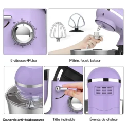 Küchenmaschine, Knetmaschine, Teigmaschine, CHeflee 1500W Multifunktion Food StandMixer Processor Zum Backen Mit 5,5 L Edelstahlschüssel, 6 Geschwindigkeiten, Inkl. Knethaken, Schneebesen, Flachrührer(Violett) 12 Küchenmaschine, Knetmaschine, Teigmaschine, CHeflee 1500W Multifunktion Food StandMixer Processor Zum Backen Mit 5,5 L Edelstahlschüssel, 6 Geschwindigkeiten, Inkl. Knethaken, Schneebesen, Flachrührer(Violett) -Günstiges Brat Lust Geschäft 76bcdc0c8125a715d98814d399d79105