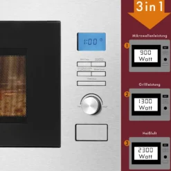Bomann 3in1 Einbau-Mikrowelle Mit Grill Und Heißluft, 25 L Garraum, 8 Automatikprogramme, Auftaufunktion, Inkl. Grillrost Und Drehteller (Ø 27 Cm), 900 Watt, Edelstahl, MWG 3001 H EB -Günstiges Brat Lust Geschäft 7703f49ab5277ef084712c69f853a6b5