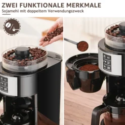Kompakte Kaffeemaschinen Mit Mahlwerk Filterkaffeemaschine Kaffeemaschine Mit Mühle Für Bohnenkaffee Und Kaffeepulver 2/4/6 Tassen, Schwarz -Günstiges Brat Lust Geschäft 78c41fe37630de00e857c11f052a26af