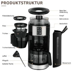 Kompakte Kaffeemaschinen Mit Mahlwerk Filterkaffeemaschine Kaffeemaschine Mit Mühle Für Bohnenkaffee Und Kaffeepulver 2/4/6 Tassen, Schwarz -Günstiges Brat Lust Geschäft 78fd5117f590e5e9c94ec2e909c06bf8