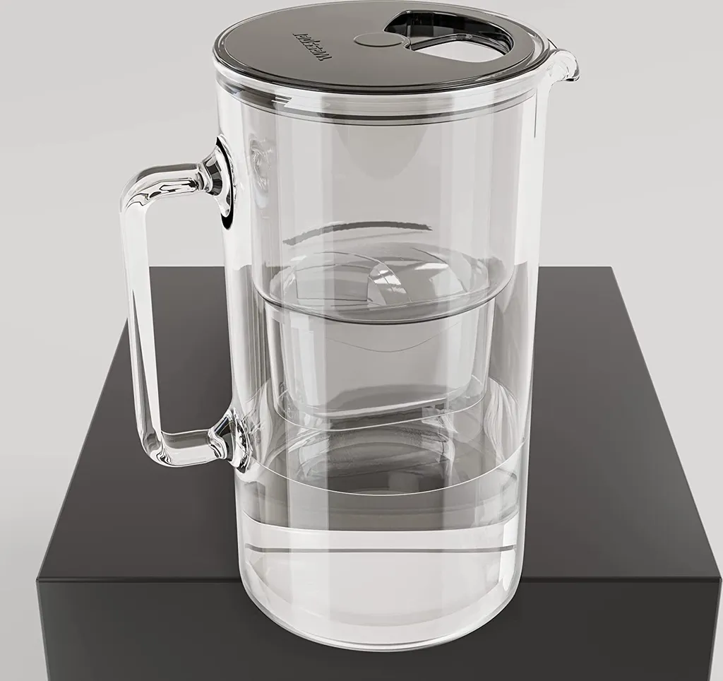 Wessper Wasserfilterkanne Aus Glas 2.5 L Kompatibel Mit Brita-Wasserfilterkartuschen, Inklusive 1 Wasserfilter-Kartusche, Reduziert Kalk Und Chlor, Schwarz 5 Wessper Wasserfilterkanne Aus Glas 2.5 L Kompatibel Mit Brita-Wasserfilterkartuschen, Inklusive 1 Wasserfilter-Kartusche, Reduziert Kalk Und Chlor, Schwarz – Bild 3