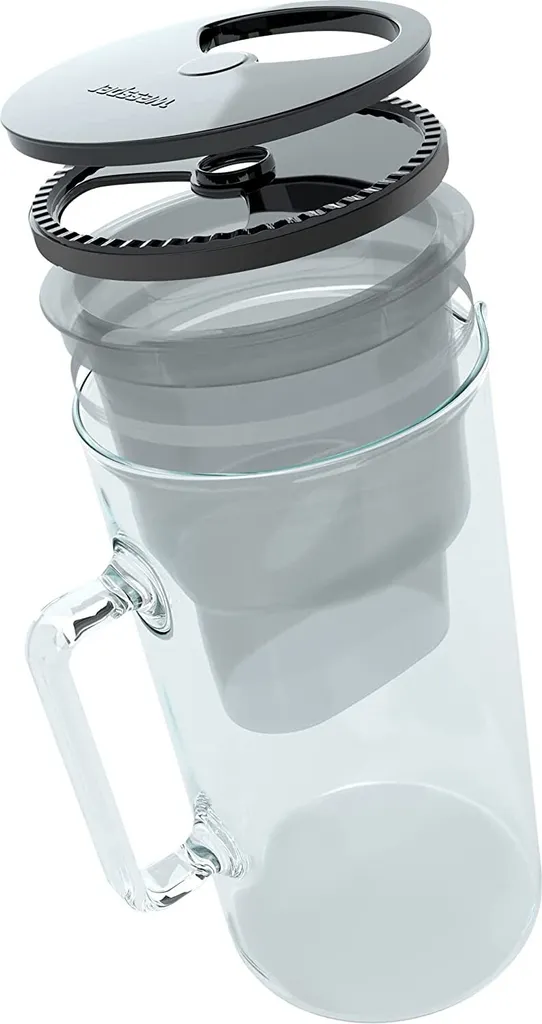 Wessper Wasserfilterkanne Aus Glas 2.5 L Kompatibel Mit Brita-Wasserfilterkartuschen, Inklusive 1 Wasserfilter-Kartusche, Reduziert Kalk Und Chlor, Schwarz 14 Wessper Wasserfilterkanne Aus Glas 2.5 L Kompatibel Mit Brita-Wasserfilterkartuschen, Inklusive 1 Wasserfilter-Kartusche, Reduziert Kalk Und Chlor, Schwarz – Bild 12