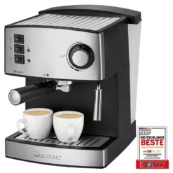 Clatronic ES 3643 Espresso- Und Cappuccino-Automat, 15 Bar Pumpdruck, Tassenvorwärmfunktion, Mit Aufschäum- Und Heißwasserfunktion -Günstiges Brat Lust Geschäft 80b4a89b535d6d3ea4806a0cac21f54a