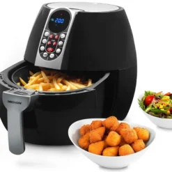 MEDION Heißluftfritteuse, Ca. 1500 Watt, Digitales Bedienfeld, Nutzinhalt Gesamt 4 Liter, Ölfreies Frittieren, 30 Min Timer, Überhitzungsschutz, MD17320 Schwarz -Günstiges Brat Lust Geschäft 8852920155bfe584458e551f43e69f4c