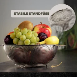 2 Nudelsiebe Aus Edelstahl Mit Mikroperforation - Groß & Klein - Spülmaschinenfest - Standfest - Für Pasta, Obst, Gemüse -Günstiges Brat Lust Geschäft 914ed4cb53c10b3e4fd758147d1152ae