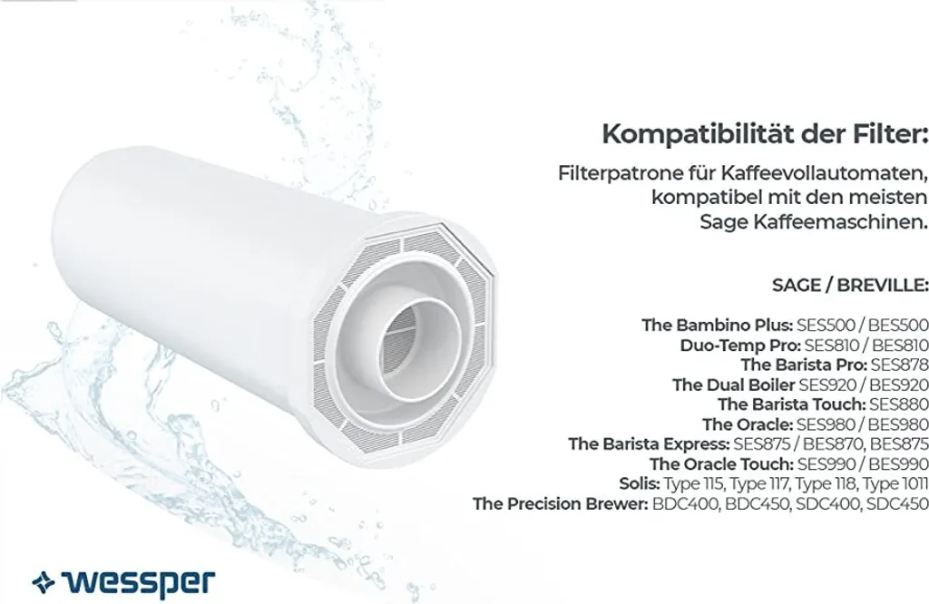Wessper 4 Stück Wasserfilter Für Sage Kaffeemaschinen | Barista Zubehör Ersatz Für Sage Claro Swiss, Sage Barista Express Pro SES008, SES875,BES920, SES980, SES990, BES811, SES878, SES880, SES811 11 Wessper 4 Stück Wasserfilter Für Sage Kaffeemaschinen | Barista Zubehör Ersatz Für Sage Claro Swiss, Sage Barista Express Pro SES008, SES875,BES920, SES980, SES990, BES811, SES878, SES880, SES811 – Bild 9