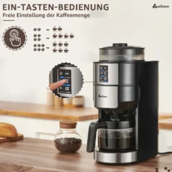 Kompakte Kaffeemaschinen Mit Mahlwerk Filterkaffeemaschine Kaffeemaschine Mit Mühle Für Bohnenkaffee Und Kaffeepulver 2/4/6 Tassen, Schwarz -Günstiges Brat Lust Geschäft 92787513030259b398fabcfcd4cd093f