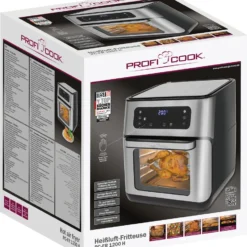 ProfiCook PC-FR 1200 H Heißluft-Fritteuse, 9 Automatikprogramme Inkl. Variabler Zeit Und Temperatureinstellung, Kapazität: Ca. 11 Liter, 4 Einschubhöhen Für Optimale Backergebisse, Edelstahl-schwarz -Günstiges Brat Lust Geschäft 949cc2038850e3f1df440c532bad68a1