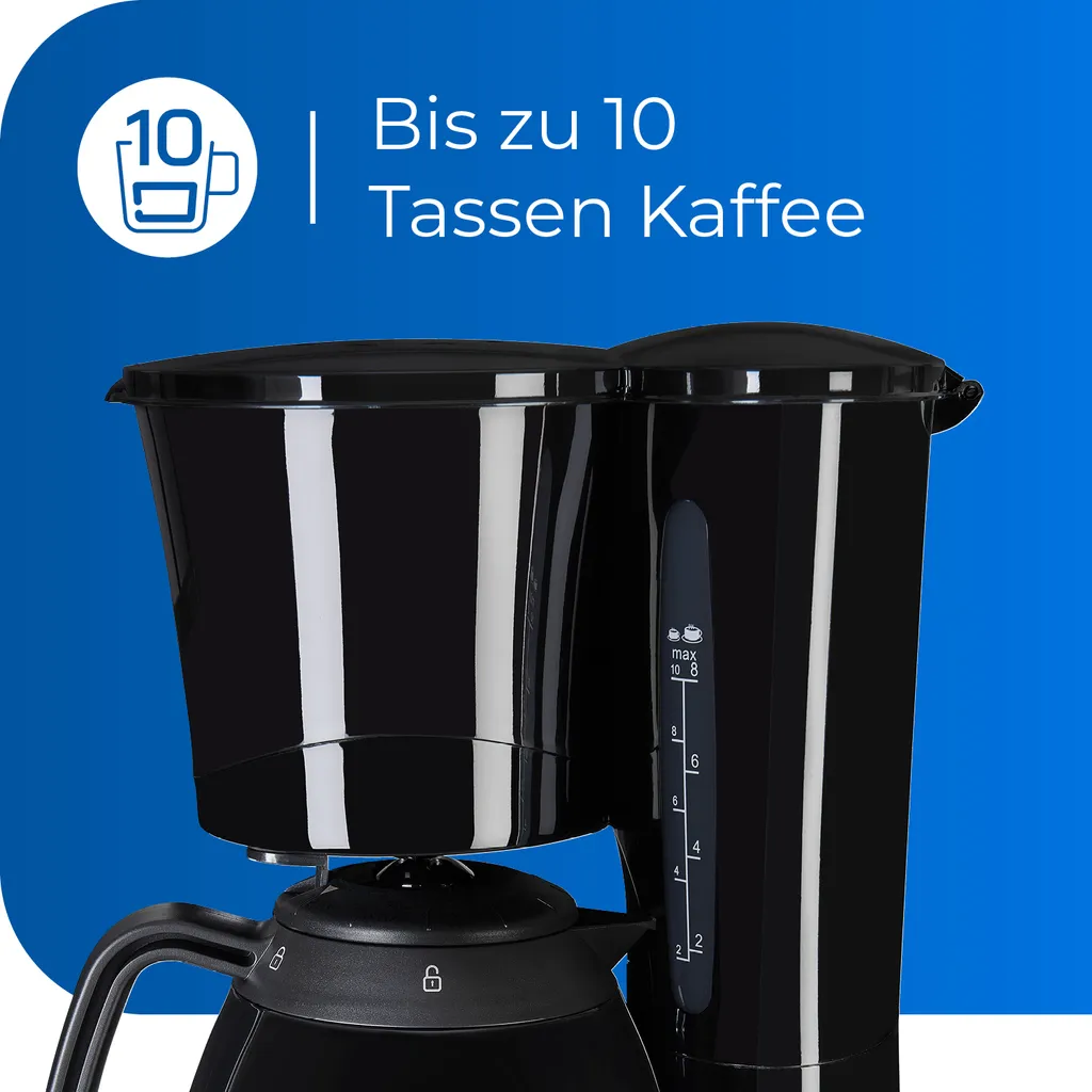 Exquisit KA 6502 Sw | Filterkaffeemaschine | 10 Tassen | Thermoskanne | Schwarz 5 Exquisit KA 6502 Sw | Filterkaffeemaschine | 10 Tassen | Thermoskanne | Schwarz – Bild 3