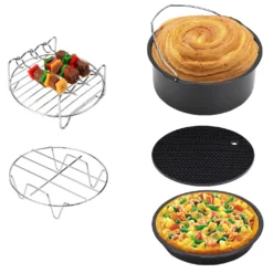 Monzana Heißluftfritteuse Zubehör 8tlg. Fritteuse Set Inkl. Brotbackkorb 3,6L Pizzapfanne Silikonpfanne Grillrost Spieße -Günstiges Brat Lust Geschäft 9c7a5d2ae5fe4d407e7042fbbde80080