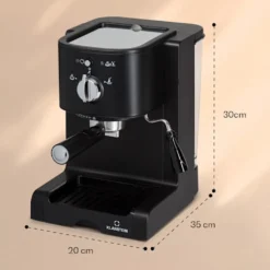 Klarstein Passionata 20 - Espressomaschine, Espresso-Automat, Kaffee-Maschine, 1350 Watt, 1,25 Liter, Automatischer Druckablass, Inkl. Milchschaum Düse Für Zubereitung Von Cappuccino, Schwarz -Günstiges Brat Lust Geschäft 9ed51ce5bc21b091bd57be4b53214a3b