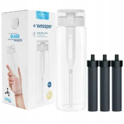 Wessper Wasserfilterflasche, Trinkflasche Aus Borosilikat Glas 680 Ml, Bpa Frei Wasserflasche Mit Filter Für Kohlensäurehaltige Getränke | Filterflasche Outdoor, Aktivkohle Filter Strohhalm- Minze + 3 -Günstiges Brat Lust Geschäft 9ef4d7bd700e1b032bb64128ba9f10ff