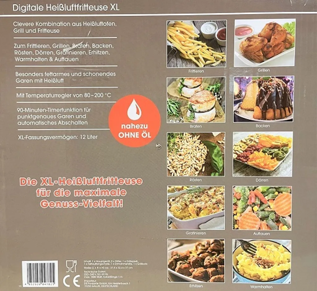 GOURMETmaxx Heißluft-Fritteuse Digital - 12l - 1800W Heißluft Fritteuse Fettfrei 12L Friteuse Airfryer Digital Drehgrill XL Fritöse 18 GOURMETmaxx Heißluft-Fritteuse Digital - 12l - 1800W Heißluft Fritteuse Fettfrei 12L Friteuse Airfryer Digital Drehgrill XL Fritöse – Bild 16