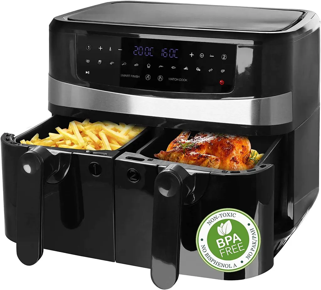 Emerio AF-126672 XXL Doppel Heißluft-Fritteuse Air-Fryer 2 X 4,5 Liter 12 Programme 3 Emerio AF-126672 XXL Doppel Heißluft-Fritteuse Air-Fryer 2 X 4,5 Liter 12 Programme