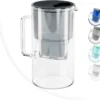 Wessper Wasserfilterkanne Aus Glas 2.5 L Kompatibel Mit Brita-Wasserfilterkartuschen, Inklusive 1 Wasserfilter-Kartusche, Reduziert Kalk Und Chlor, Schwarz