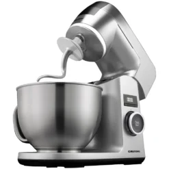 Grundig KMP 8650 S Küchenmaschine Mit 4,6 L Edelstahl Rührschüssel, Planetarisches Rührwerk, LED-Display Mit Timer, 12 Stufen, 1000 Watt, Silber
