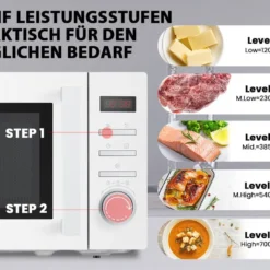 Mikrowelle 20L, Solo-Mikrowelle Mit 8 Menüs/Timer/LED-Digitalanzeige/700W Grill/5 Leistungsstufen/Praktischer Auftaufunktion/Beleuchtung Im Innenraum -Günstiges Brat Lust Geschäft a441aac5c91384e49089ffa907e75ed0