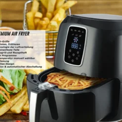 LMG Heißluftfritteuse XXL Premium 5.2L - Airfryer Mit Touch-Bedienfeld, Neueste Technik, 100% Knusprig, Ohne Fett – Backen, Frittieren, Grillen, Rösten - Spülmaschinenfest - Extrem Leise Anwendung -Günstiges Brat Lust Geschäft a686ff92617b6e82827dce73d2b4cb8a