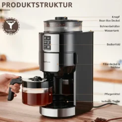 Kompakte Kaffeemaschinen Mit Mahlwerk Filterkaffeemaschine Kaffeemaschine Mit Mühle Für Bohnenkaffee Und Kaffeepulver 2/4/6 Tassen, Schwarz -Günstiges Brat Lust Geschäft a6fd5ffcb422e495f339edd221c62ddc