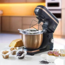 Bestron 4-in-1 Küchenmaschine, 7 Geschwindigkeitsstufen, Inkl. Schneebesen, Knethaken Und Rührarm, Mit Spritzschutz & 2,5 Liter Rührschüssel, 1000W, Farbe: Kupfer -Günstiges Brat Lust Geschäft a7b01fea5e3e341e8c690b0b42b89b33