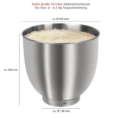 Bomann Knetmaschine KM 6036 CB Titan, 10 Liter Edelstahlschüssel, 6,5 Kg, NEU -Günstiges Brat Lust Geschäft a7fd9ad727ff28b6b941c14865b70c6e