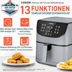 Cosori Premium 5,5-Liter Heißluftfritteuse, Grau -Günstiges Brat Lust Geschäft a98a0df2a826d8356649406698269165