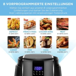 Midea Heißluftfritteuse 3,5L Heißluft Fritteuse Mit 8 Verschiedene Programmen, Digital Touchscreen, Temperaturkontrolle, 1500W Heissluftfritteuse Air Fryer -Günstiges Brat Lust Geschäft ab24ce94f0edd07958e2193dda7a1698