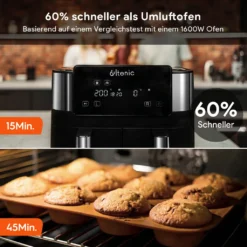 ULTENIC K20 Heißluftfritteuse, 3.8*2L XXL, 2850W, Doppelkammer - Touchscreen - Online - Rezepte -Günstiges Brat Lust Geschäft ac7da8574c4342428b7826e2e1e97164