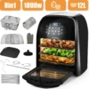 Jago® XXXL 8in1 Heißluftfritteuse 12L + 10 Zubehör - 1800W, LED Display Mit Touch Screen, 8 Programme / Timer, Ohne ÖL - Airfryer, Heißluft, Fritteuse, Heißluftofen, Backofen, Dehydrator, Grill -Günstiges Brat Lust Geschäft aca3541bebb504e9b2954dd6b33bf6c5