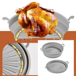 7.5'' Zusammenklappbarer Heißluftfritteusen-Silikontopf Grau Silikon Backkorb Kompaktfriteusen -Günstiges Brat Lust Geschäft af87099aff13ee5f10b7077ed9754cde