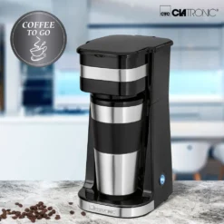 Clatronic KA 3733 Kaffeemaschine Für Coffee To Go, Inkl. 0,4 Liter Kaffeebecher Aus Edelstahl, Ideal Für Auto, Büro Und Unterwegs, Schwarz -Günstiges Brat Lust Geschäft afad1751e27a4d22948abeb37c7051db