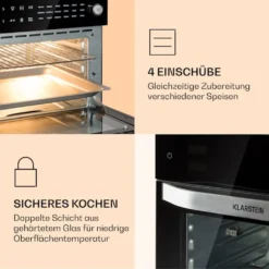 Klarstein Vigor Air Heißluftfritteuse XXL - Airfryer Mit 1800 W - 30 Liter - 18 Programme - Ober- Und Unterhitze - Digitales Bedienfeld Mit Touchscreen - Edelstahl -Günstiges Brat Lust Geschäft b17bb978cba2b084f305fdb483e5daf6