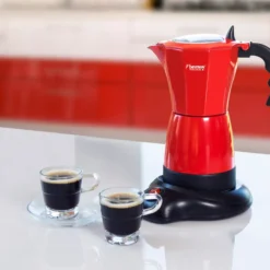 Bestron Elektrischer Espresso-Kocher Mit 360° Basis, Viva Italia, Für 6 Espressotassen: 180 Ml, 480 Watt, Aluminium, Farbe: Rot -Günstiges Brat Lust Geschäft b1cd52c0ca336025c1301d8fe2b0b488