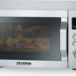 SEVERIN Mikrowelle Mit Grill- Und Heißluftfunktion 3-in-1 MW 7774 Edelstahl-gebürstet Silber