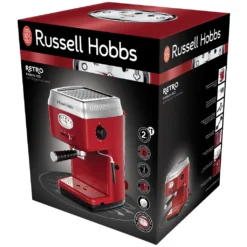 Russell Hobbs Espressomaschine Retro Rot Siebträger (15 Bar, 2 Tassen-Einsätze, 1,1l Abnehmbarer Wassertank, Dampf-Milchschaumdüse, Portionierlöffel Mit Tamper) Kaffeemaschine -Günstiges Brat Lust Geschäft b6b7f4fd631846f50ff479e82660ef25