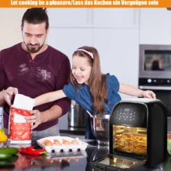 Jago® XXXL 8in1 Heißluftfritteuse 12L + 10 Zubehör - 1800W, LED Display Mit Touch Screen, 8 Programme / Timer, Ohne ÖL - Airfryer, Heißluft, Fritteuse, Heißluftofen, Backofen, Dehydrator, Grill -Günstiges Brat Lust Geschäft bb4dc079062bb5eebf19bbaa15074d36