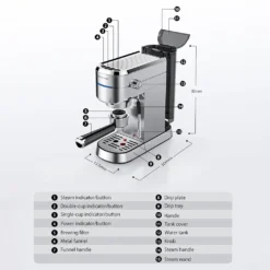 BlitzHome Espresso Maschine Kaffeemaschine Cappuccinomaschine Milchaufschäumer Espressomaschinen -Günstiges Brat Lust Geschäft bc9c61bde93f18470319f3eaba29e7ca