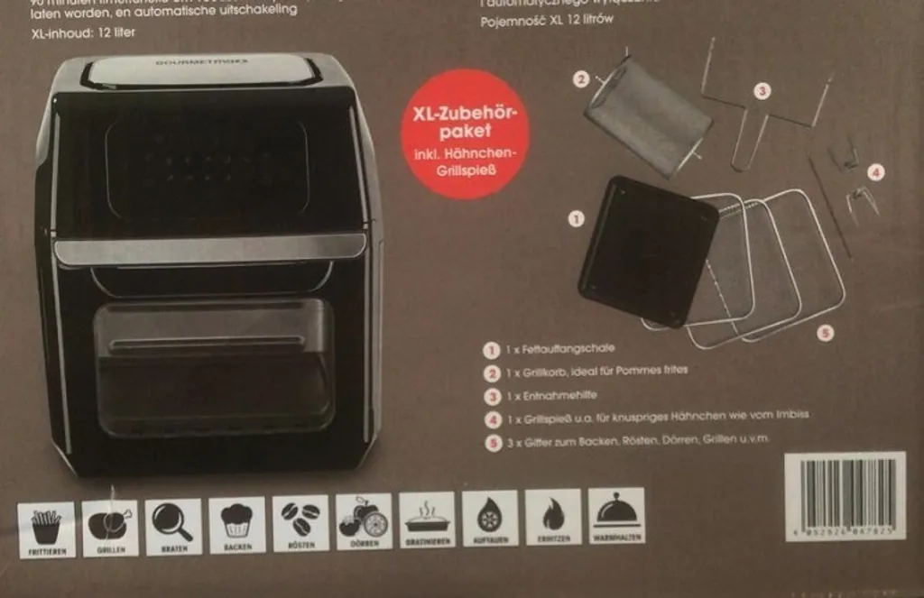 GOURMETmaxx Heißluft-Fritteuse Digital - 12l - 1800W Heißluft Fritteuse Fettfrei 12L Friteuse Airfryer Digital Drehgrill XL Fritöse 15 GOURMETmaxx Heißluft-Fritteuse Digital - 12l - 1800W Heißluft Fritteuse Fettfrei 12L Friteuse Airfryer Digital Drehgrill XL Fritöse – Bild 13
